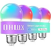 OHLUX Smart WiFi & Bluetooth Alexa Light Bulbs, 10W (100W Equivalent) Color Changing Light Bulbs with Music Sync,Work with Al