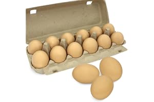 PSEUTIO 12 PCS Brown Wooden Eggs to Paint Fake Easter Eggs Dummy Faux Wooden Eggs for Crafts, Easter Decorations, Get Hens to Lay Eggs