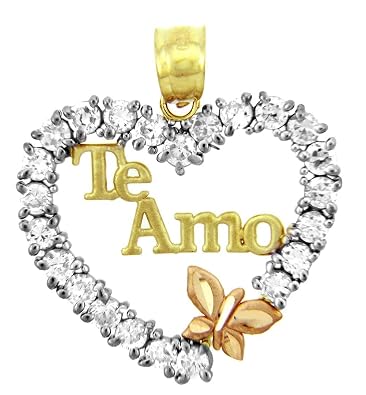 Amazoncom 14 K Tri Color Oro Español Amor Te Amo
