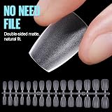 TOMICCA Short Coffin Nail Tips 360Pcs Matte Clear 15 Size Soft Gel Full Cover view 8