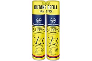 Clipper Butane Refill for Lighters – 16 ml, Pack of 2 Units - Universal Compatible with All Refillable Butane Lighter, Torch 