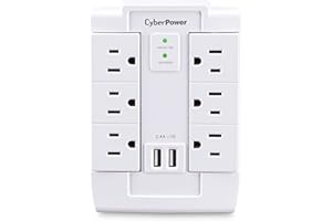 CyberPower CSP600WSURC2 Surge Protector, 1200J/125V, 6 Swivel Outlets, 2 USB Charging Ports, Wall Tap Design, White