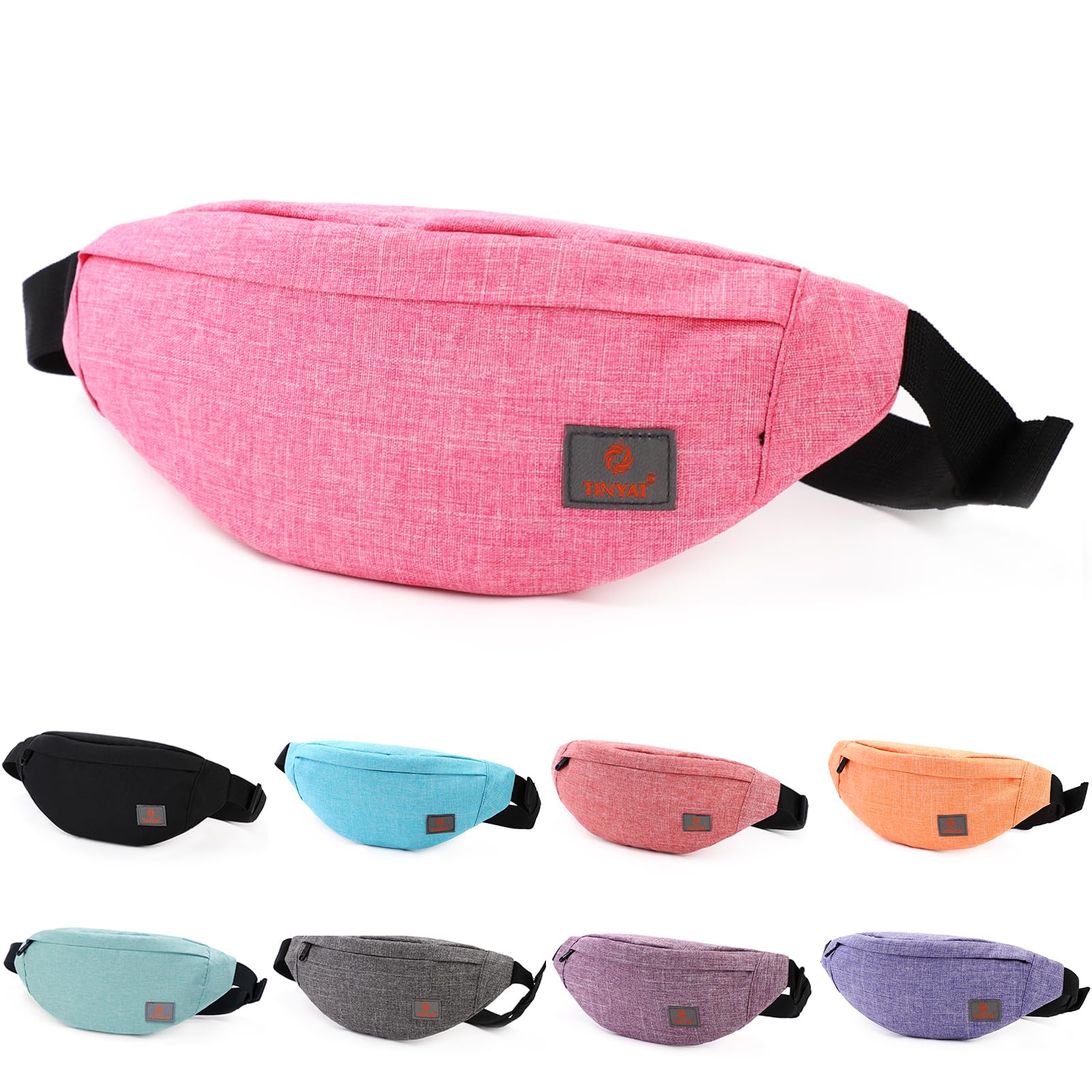 TINYAT Bum Bag Fanny Pack for Women Pink Waist Packs Waterproof Belt Bag for Sport Running Hiking Walking Dog Travel Super Lightweight T201