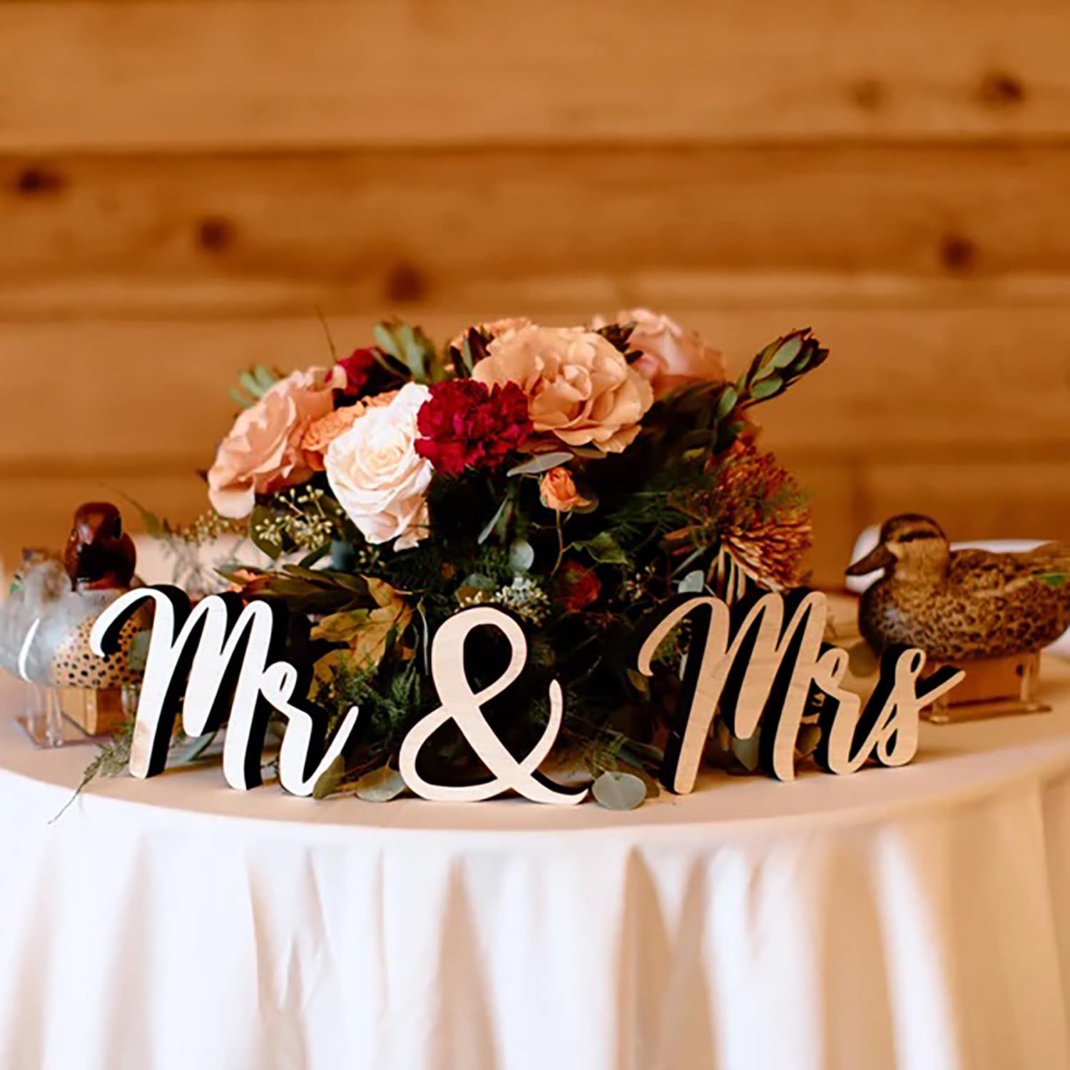 Photo 1 of Wooden Mr and Mrs Signs for Wedding Table Decoration,Wedding Table Freestanding for Bridal Shower Anniversary Party Decorations,Photo Props