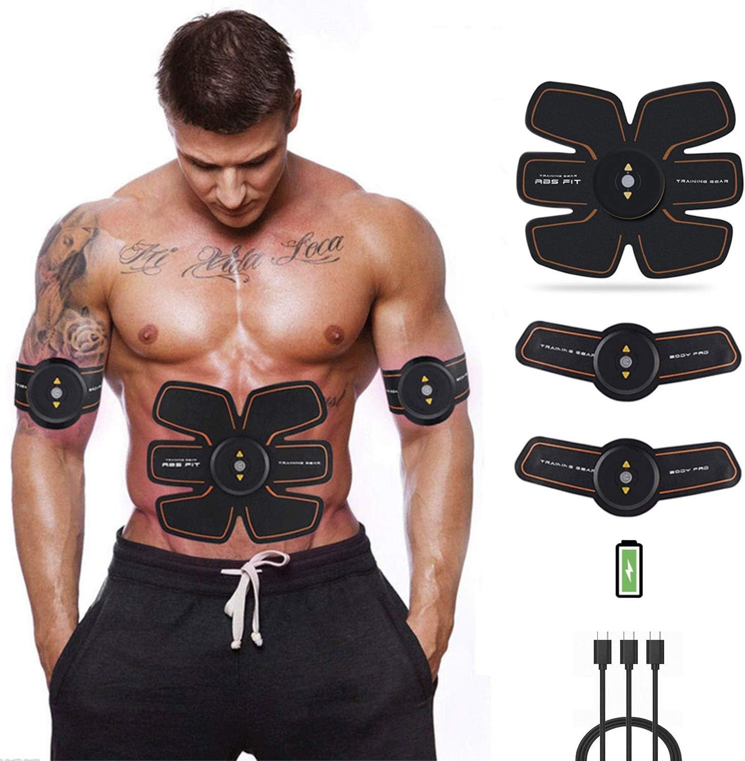 Welltec USB Ab Toner EMS Abs Trainer Ab Stimulators Abdominal Toning Belt Muscle Toner Abs Stimulator Muscle Stimulator for Men Women for Stomach/Leg/Arm