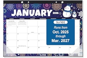 SUNEE Desk Calendar 2026, 18 Months from Oct. 2025 to Mar. 2027, 17"x12" Academic 2026 Desk Calendar for Home, School, or Office Desk Top Organizing, Seasons Color Monthy Calendar 2026