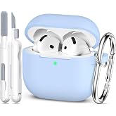 MHYALUDO for AirPods 4 Case &amp; AirPods 5 Case with Cleaner Kit,Sky Blue | Soft Silicone Protective Cover with Keychain, Shockproof Case, Wireless Charging Compatible