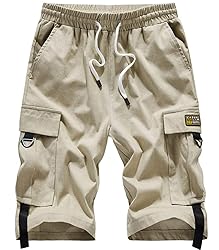 XinYangNi Men's Cargo Shorts Elastic Waist