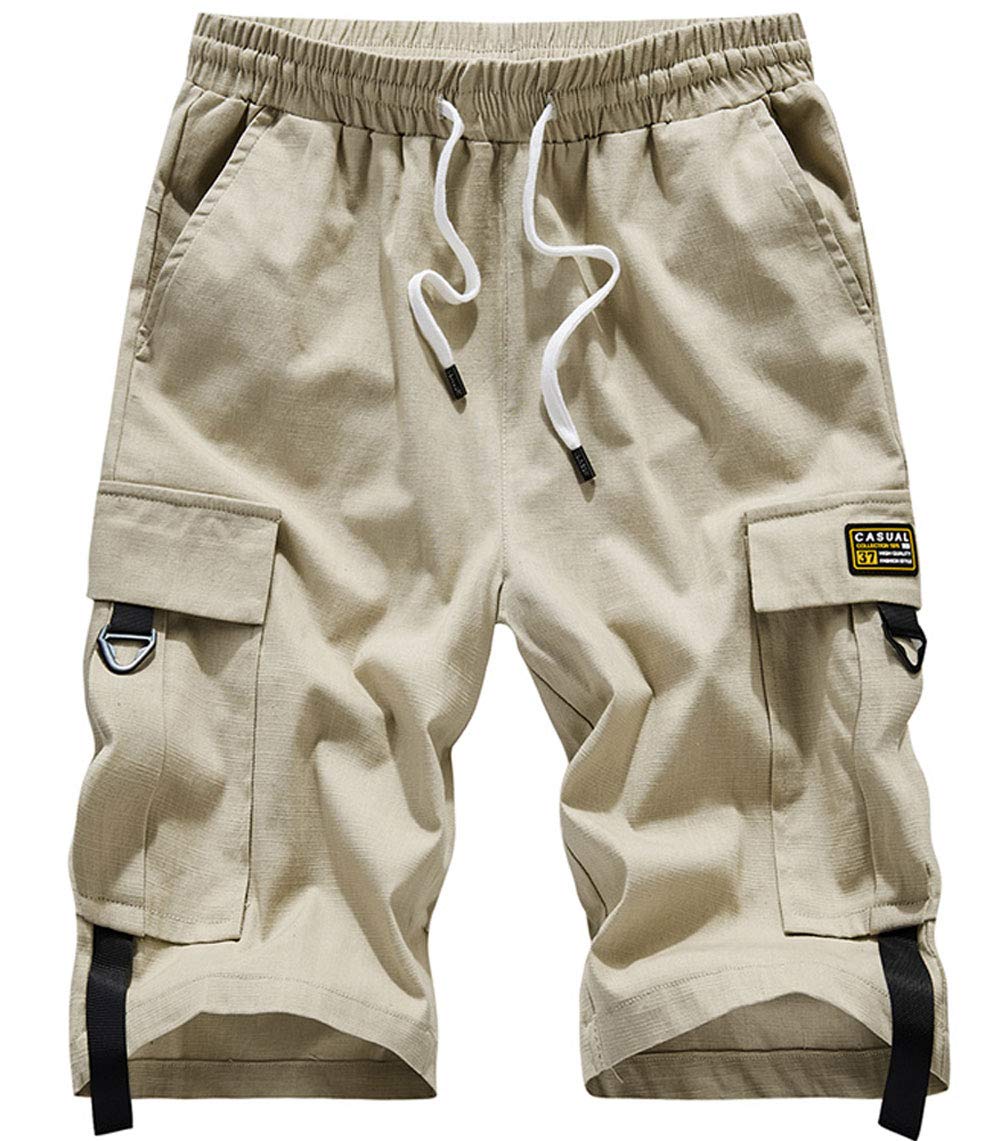 XinYangNi Men's Cargo Shorts Elastic Waist
