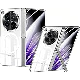 YQODSZ for Oppo Find N6 Magnetic Case with Kickstand, Compatible Magsafe Built in Hinge Protection Screen Protector Full Coverage Anti-Yellow PC Slim Clear Phone Case for Oppo Find N6 Silver