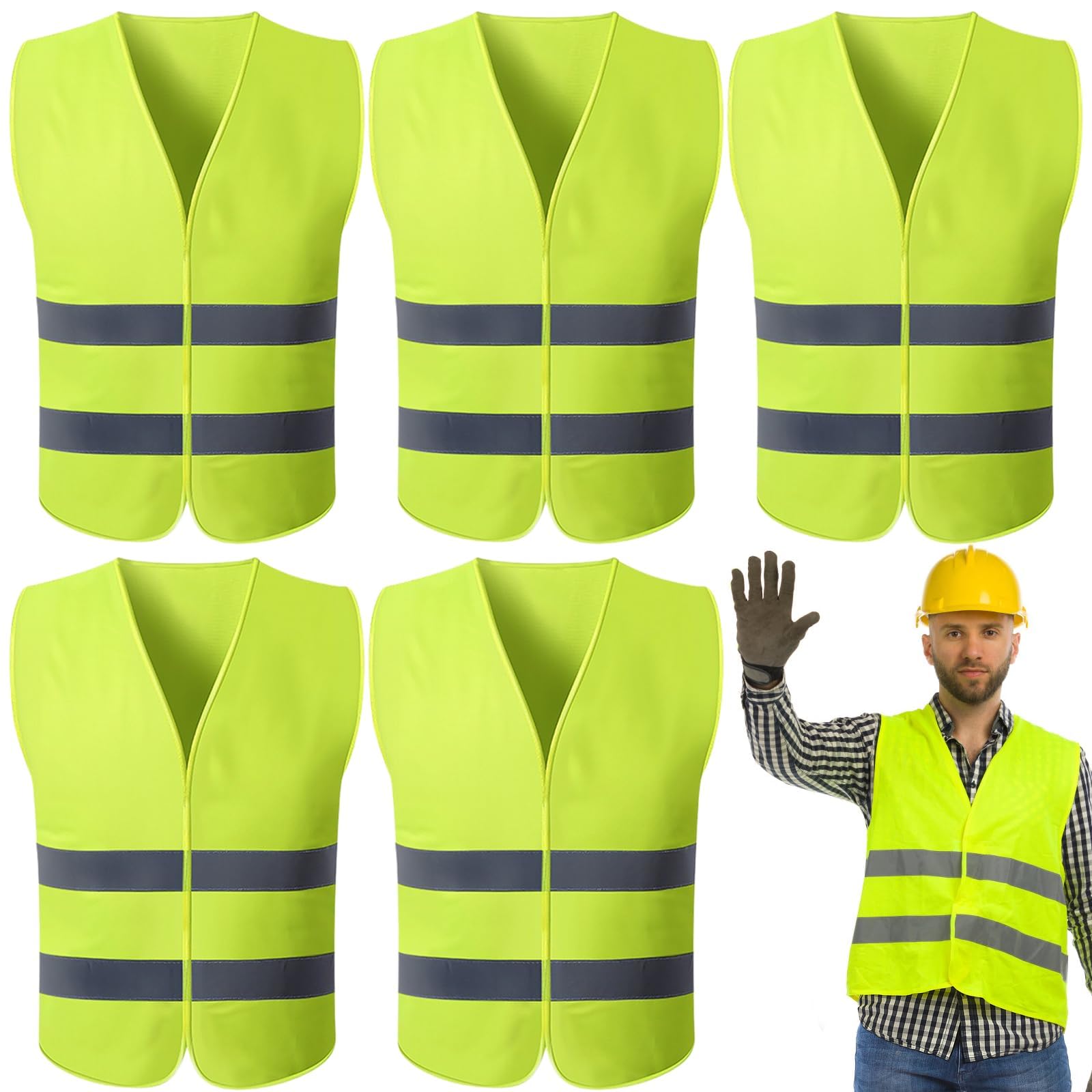 5 Pack Hi Vis Vests, Running Vest High Visibility Vest Outdoor Safety Gear, Reflective High Vis Jackets for Jogging Running Cycling Walking Motorcycle