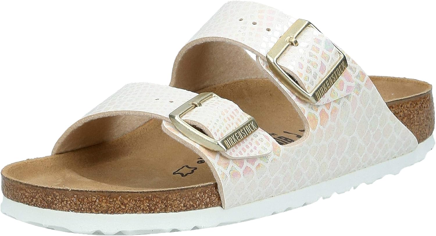 shiny snake cream birkenstock arizona