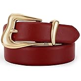 TRIWORKS Women Leather Belt with Gold Buckle Fashion Ladies Leather Waist Belt for Jeans Pants