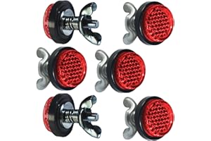 LORDANDLAND Red Reflectors Motorcycle License Plate Bolts and Nuts Mini Decorative M5 Screw Tag Bolt Round Reflective for Bike(6Pieces) (Red)