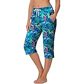 Deerose Women Capris Pants Quick Dry Beach Swimming Pants with Pockets