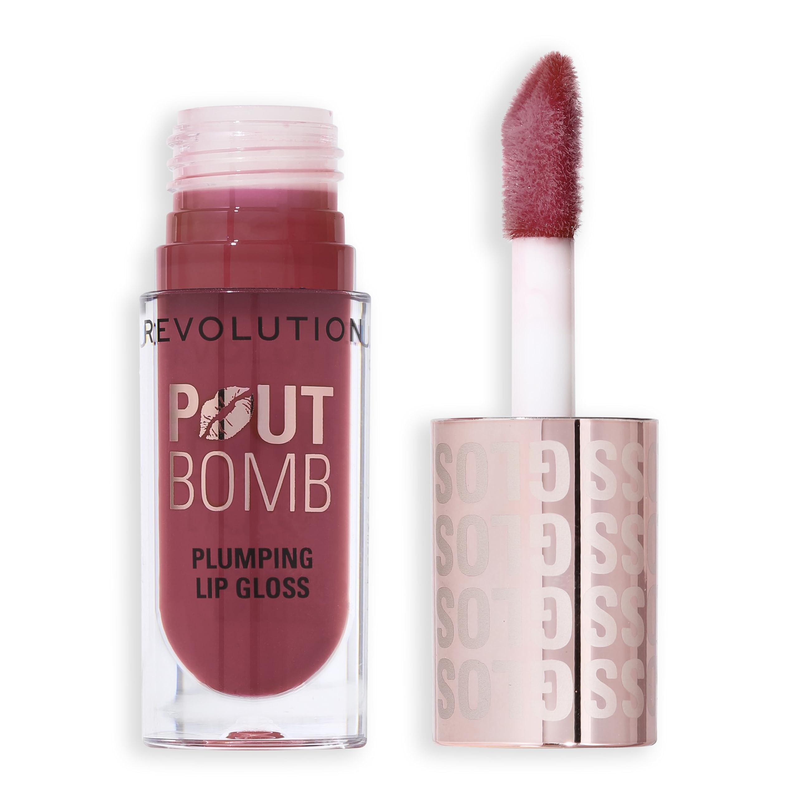 Revolution Beauty, Pout Bomb Plumping Lip Gloss, High-Shine for Glossy, Fuller & Plump Lips with Hyaluronic Acid & Peptides, Vegan & Cruelty-Free, Wild Mauve Pink — image 1