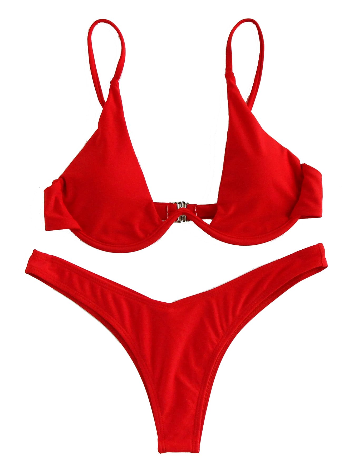 thumbnail image 2 of HOTIAN Women's Triangle Halter Bikini High Cut String Thong Swimsuit, 2... 2 of 9