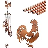 ArtCredit Copper Tone Animal Wind Chimes for Outdoors/Indoors - Rooster Designs - Garden, Patio, Yard, Home Decor, for Women, Men, Mom, Birthday, Memorial, Housewarming (Rooster)
