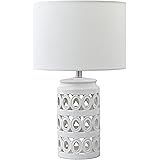 Amazon Brand – Stone & Beam Ceramic Geometric Cut-Out Table Desk Lamp With LED Light Bulb, 18.3"H, White