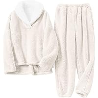 Muchpow Womens Fluffy Pajamas Set Winter Warm Fleece Oversized