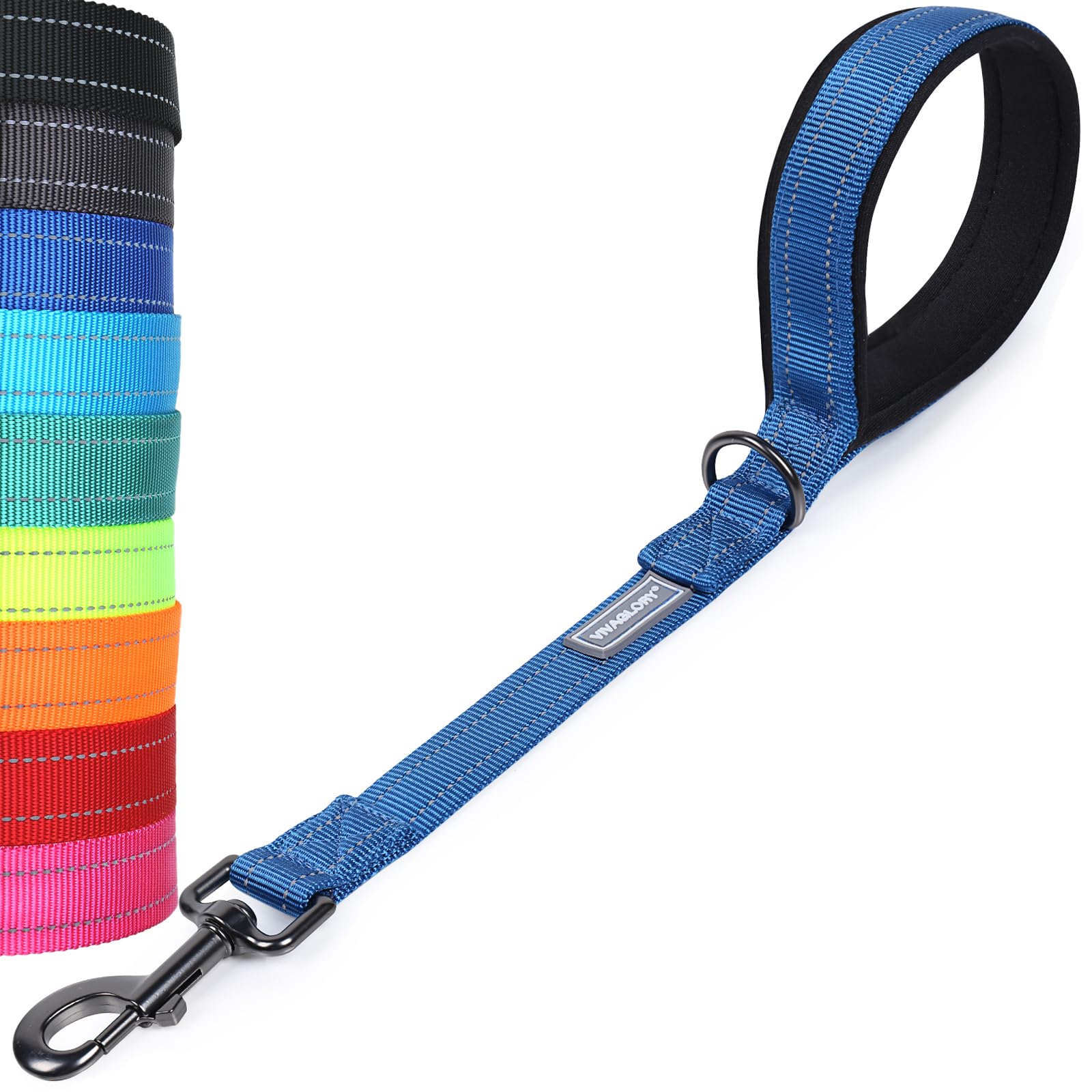 VIVAGLORY Short Dog Lead Closerok Traffic Leash for Dog with Soft Padded Handle for Training & Walking, 46cm, Blue