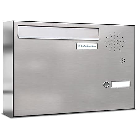 AL Briefkastensysteme 1er Briefkasten für Tür/Zaundurchwurf mit Klingel, 1 Fach DIN A4, wetterfeste Premium Briefkastenanlage
