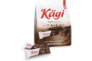 Swiss Dark Chocolate Covered Mini Wafers by Kägi, Crispy Coated Sweet Snacks, Premium Individually Wrapped Treats, Chocolate, Classic Kägi, 125g Bags