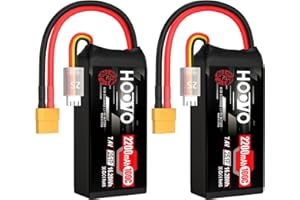 HOOVO 2S Shorty Lipo Battery 2200mAh 100C 7.4V RC Lipo Battery with XT60 Connector for FPV Racing Drone RC Airplane Helicopter Quadcopter Car-2 Pack