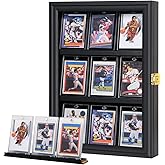 Verani Baseball Card Display Case - Sports Card Display Frame - Holds Sport Cards with UV Protection Clear View Lockable Wall Cabinet for Football Basketball Hockey Trading Card Black