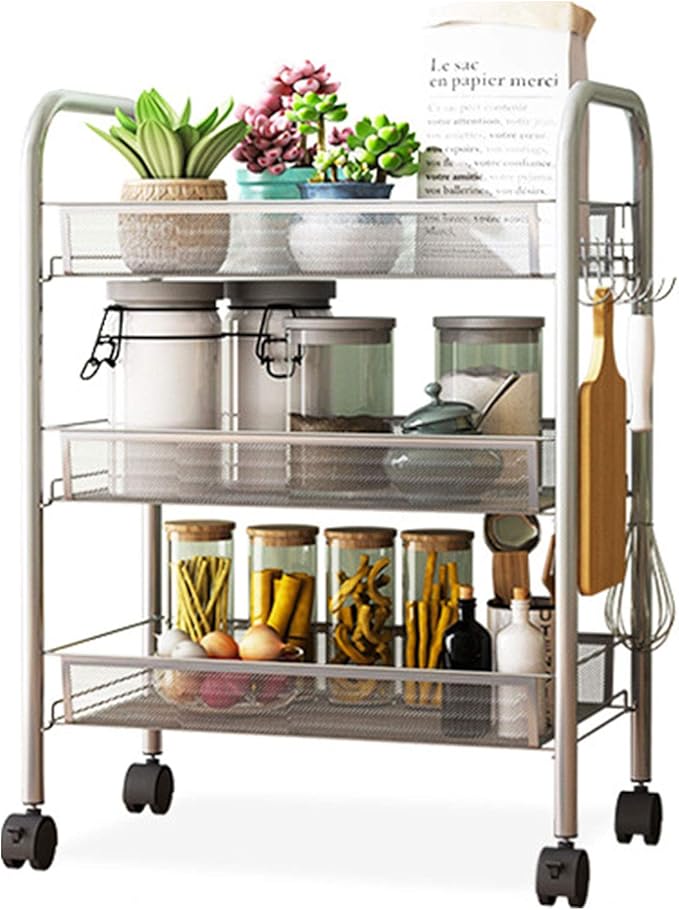 Yzwen Carro De Almacenamiento De 3 Niveles, Carro De Utilidad Rodante