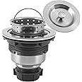 LQS Kitchen Sink Drain Assembly, Kitchen Sink Strainer with Deep Removable Waste Basket, Stainless Steel Sink Basket Strainer with Drain Assembly for 3-1/2-inch Sink Opening Size (Brushed Nickel)