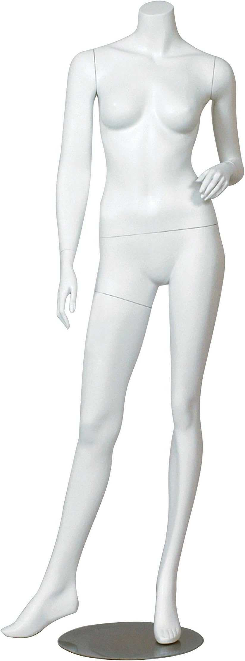 AMKO Erica-2 Headless Female Mannequin - Full Body Female Dress Form with Slanted Legs, Retail Clothing Form in Matte White. Mannequin Fixtures