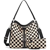 Duyijiff Checkered Purse Hobo Handbags for Women Checkered Crossbody Bags Plaid Shoulder Bag Tote Purse for Daily
