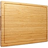Utoplike Extra Large XXXL Bamboo Cutting Board 24 x16 Inch, Largest Wooden Butcher Block for Turkey, Meat, Vegetables, BBQ, Over the Sink Chopping Board with Handle and Juice Groove, Thickness 1.25"