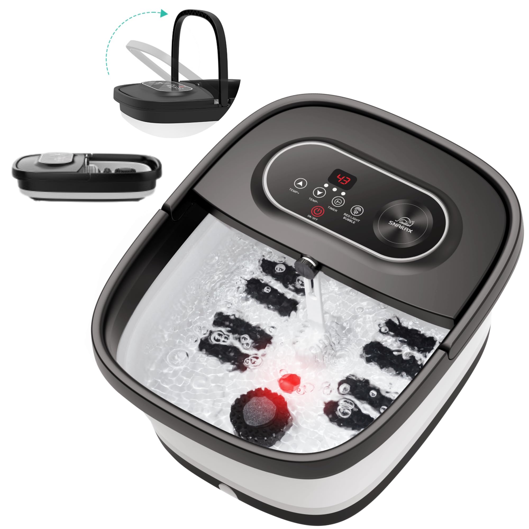 ACKLEAP Collapsible Foot Spa Bath With Heat And Massage Rollers, Foldable Foot Bath Massager With Acupressure Massage Points,Red Light, With Smart Heating For Home Spa Use For Gift