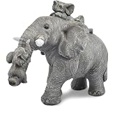 GphanSlph Gray Elephant Figurine Good Luck Decor Unique Gift | Gray Elephant Figurine Good Luck Decor Accent for Home, Living Room, Bedroom, Shelf - Ideal Gift for Women &amp; Elephant Lovers