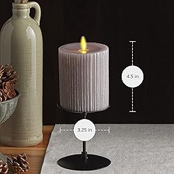 Luminara Metallic Embossed Pillar, Grey Flameless