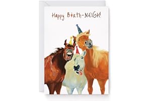 Funny Animal Birthday Cards by WishperStudio – "Happy Birth-NEIGH!", "Have A Pawsome Birthday", "Cake Crash", "Capy Birthday"