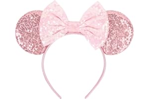 WOVOWOVO Mouse Ears Headbands for Women Girls Bow Hairbands Halloween Christmas Cosplay Costume Princess Party Decorations