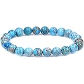 Keleny Gem Semi Precious Gemstones 8mm Round Beads Crystal Stretch Bracelets 7 Inch Unisex