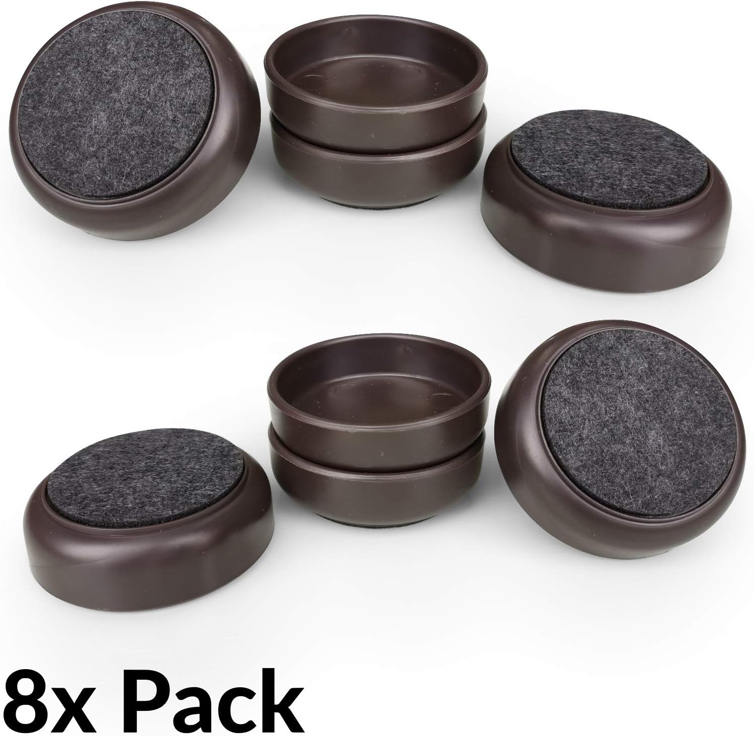Medipaq Felt Castor Cups - 8x Large 60mm Solid Brown - Protects Wooden & Smooth Floors - Chair & Furniture Leg Protectors - Image 3
