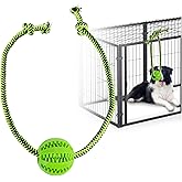 MVSSP Engaging Chew Toys for Dogs - Puppy Crate Training Aids, Puzzle Treat Dispenser with Rope Ball for Reducing Stress and Anxiety, Compatible with Peanut Butter Treats (Green)