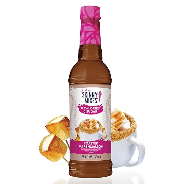 JORDAN’S SKINNY SYRUPS SUGAR FREE COFFEE SYRUP, TOASTED MARSHMALLOW FLAVOR DRINK MIX, ZERO CALORIE FLAVORING FOR CHAI LATTE, PROTEIN SHAKE, FOOD & MORE, GLUTEN FREE, KETO FRIENDLY, 25.4 FL OZ, 1 PACK
