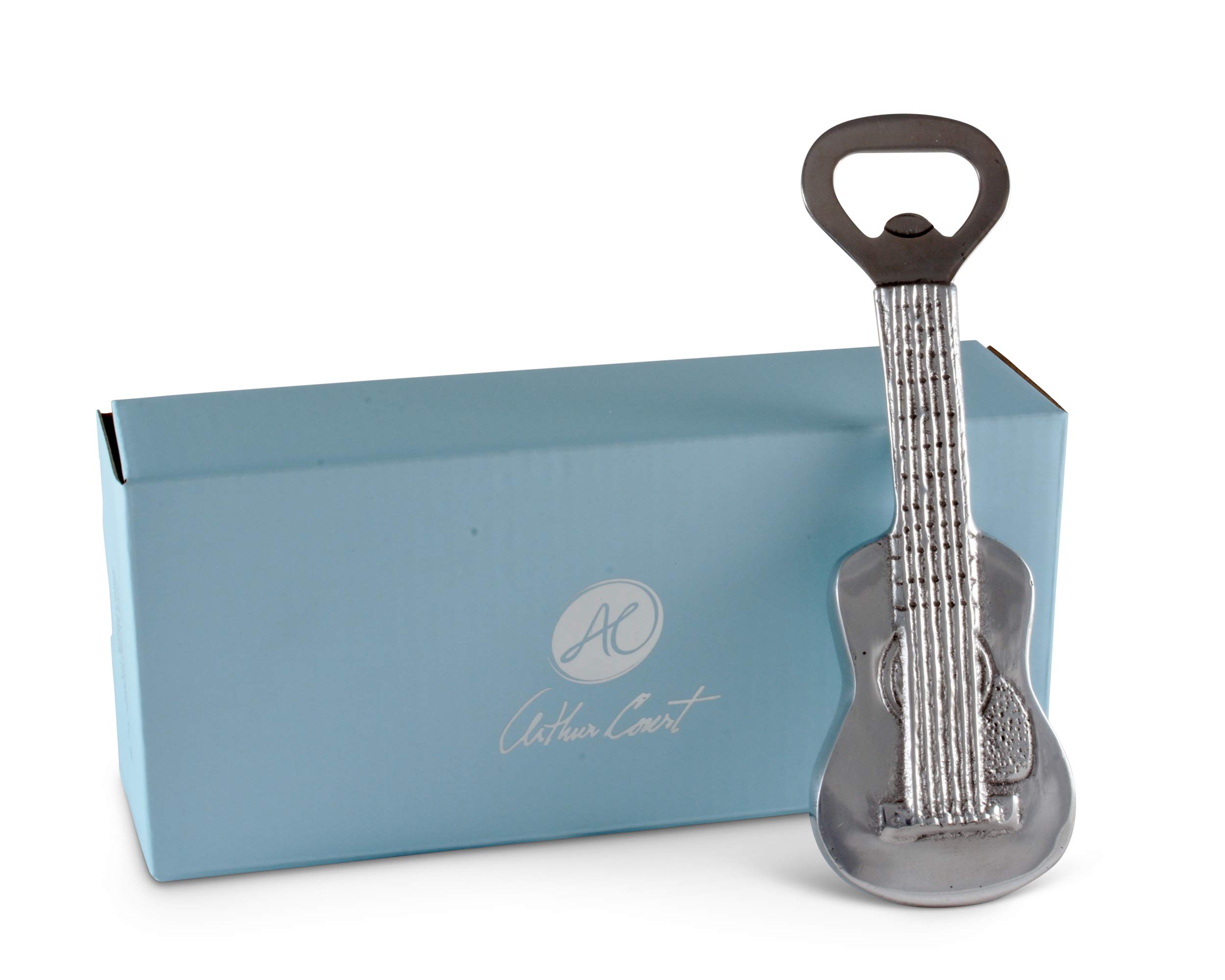 Arthur Court Designs Aluminum Guitar Bottle Opener with forged Stainless Steel Opener 6 inches Long