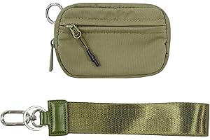 Ikokei The Wallet 2nd Gen, 6×3.6 inch The Pouch Wristlet for women, Zippered Card Case With Id Window/Hand strap for women, Coin Purse Mini Portable Keychain Wallet (green)