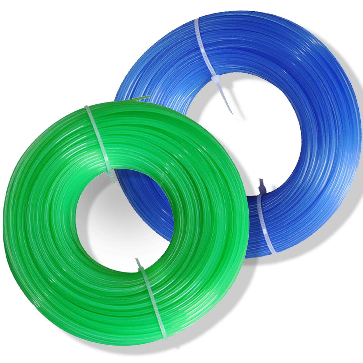 AIMIXUN 1.6 mm x 200 m Round Nylon Strimmer Wire Spool for Trimmers Garden Park Brush Cutter Pack of 2 (Blue 100 m + Green 100 m)