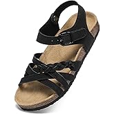 XTJSCBDSH Girls Boys Sandals with Cork Footbed Adjustable Buckle Braided Strap Sandals with Back Strap Open Toes Slides Sandals Summer Casual Shoes for Big Kids