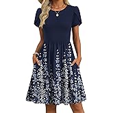 Zeagoo Women Summer Dress 2026 Short Sleeve Aline Mini Dresses with Pockets Casual Swing Tshirt Dress Vocation Beach Sundress
