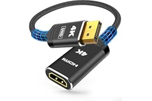 Highwings 4K DisplayPort to HDMI Adapter, Uni-Directional DP to HDMI Adapter Converter Cable Male to Female, HDMI Abapter Compatible with Laptop Desktop HDTV Monitor Projector, Black, Passive