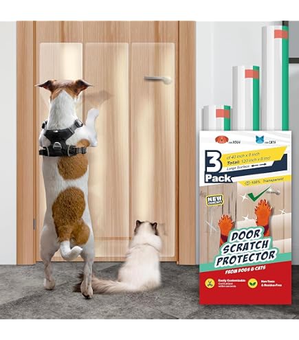 OctBird Transparent Door Protector – Anti Scratch Tape For Cats & Dogs, 7.9in X 9.8ft, Self-Adhesive, Residue-Free